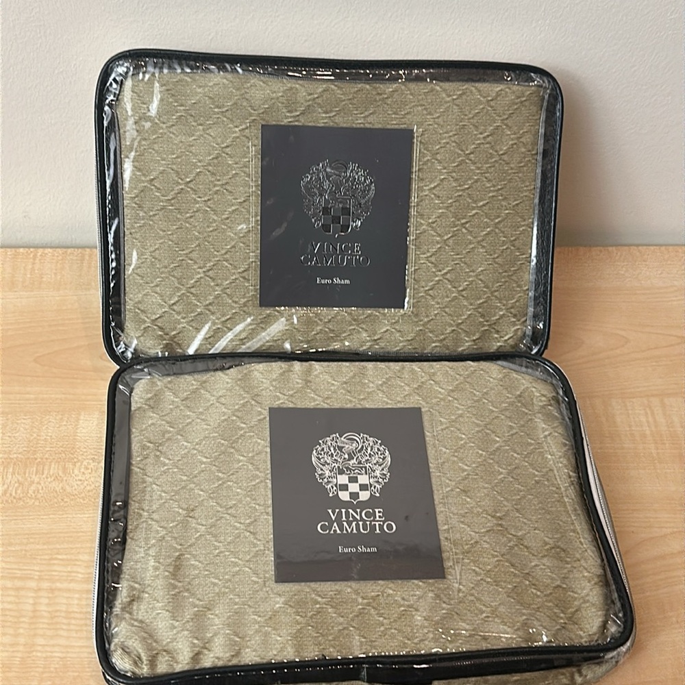 Vince Camuto St. Petersburg Sand Diamond Pattern Textured Euro Sham - TWO